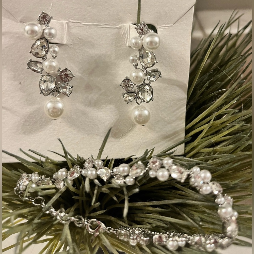 Olive and Piper Serena Drop Earrings and matching bracelet.